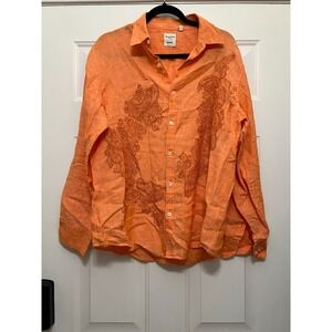 Murano Baird McNutt Y2K Linen Embroidered Button Down Shirt Large Beach Cool